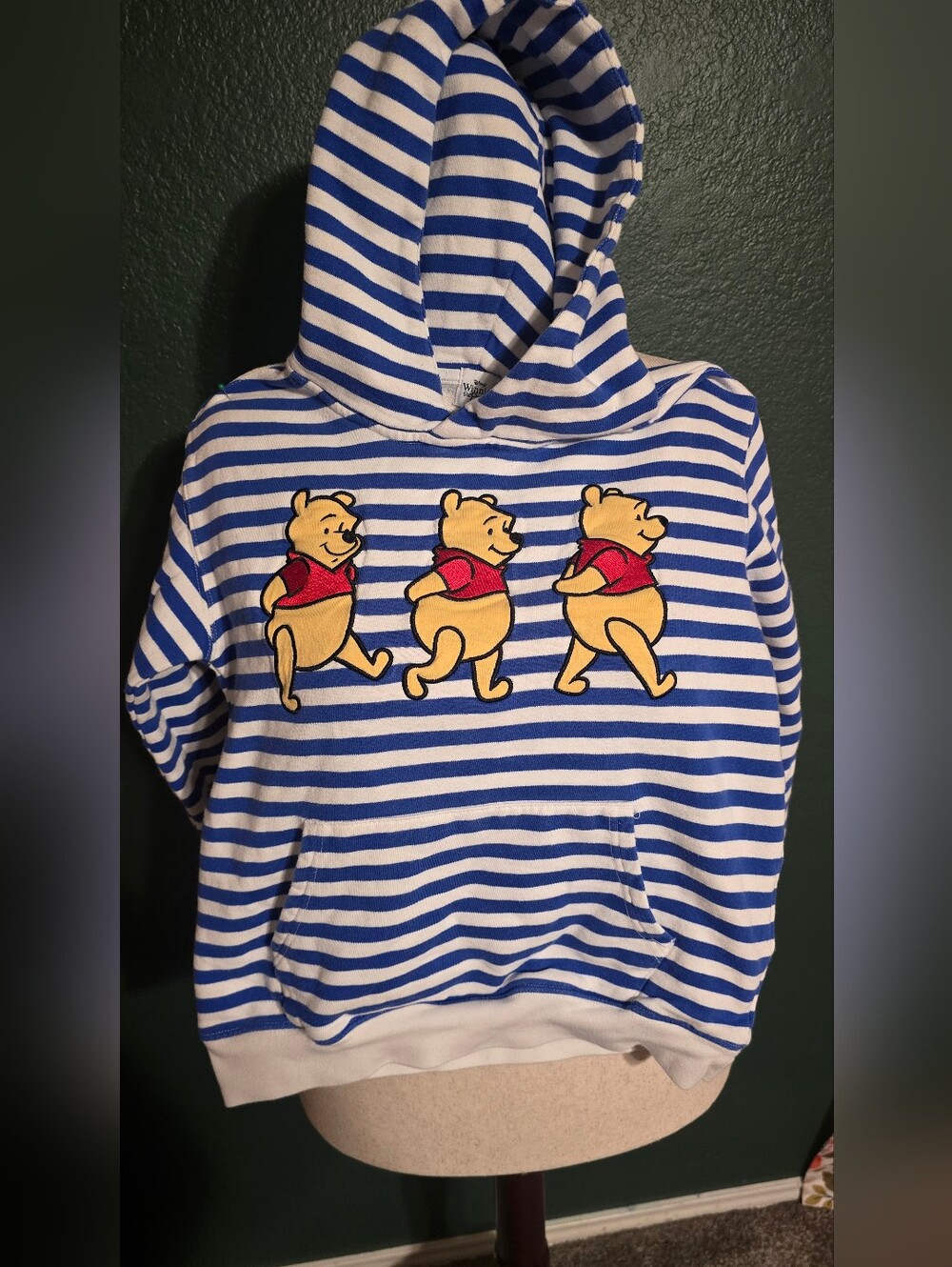 Striped Blue & White Winnie the Pooh Hoodie